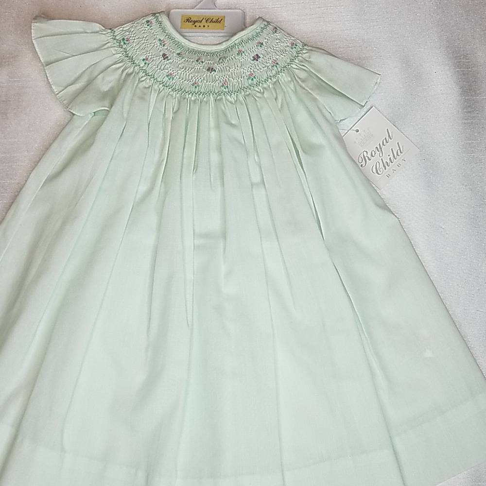 Royal child Mint green 6 months Smocked dress - Picture 4 of 7